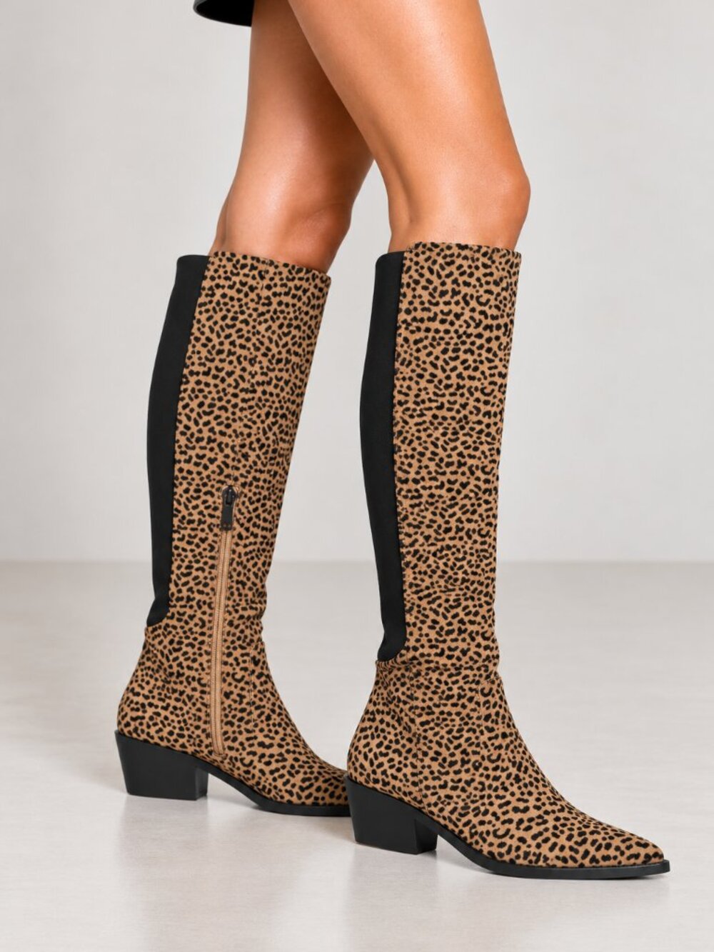 1.State Sage Animal Cheetah Suede Print Western Tall Pull On Boots SZ 9 NEW